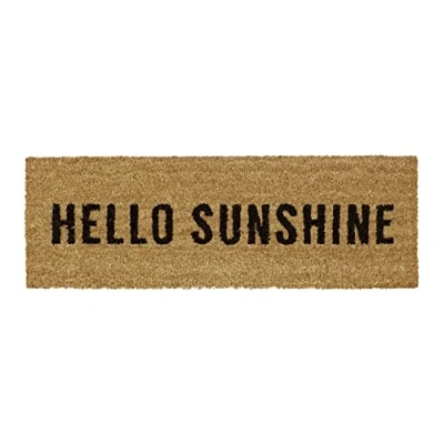 Image of Relaxdays Narrow Coir Doormat &quot;Hello Sunshine&quot; Floor Mat made of PVC Rubber &amp; Coir, Suitable for Balcony Patio Hallway, Welcome Indoors and Outdoors: 1.5 x 75 25 cm