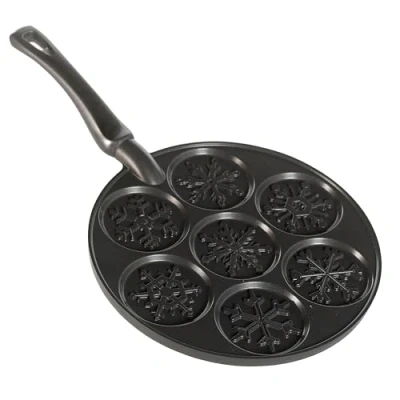 Image of Nordic Ware Falling Snowflakes Pancake Pan, Cast Aluminium Frying Pan for 7 Pancakes, Mini Maker Black