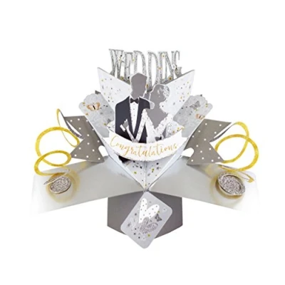 Image of Congratulations Bride &amp; Groom Wedding Pop Up Greeting Card 3D Cards