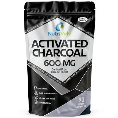 Image of Activated Charcoal 600mg 90 Capsules Reduce Flatulence, Gas &amp; Bloating Detox