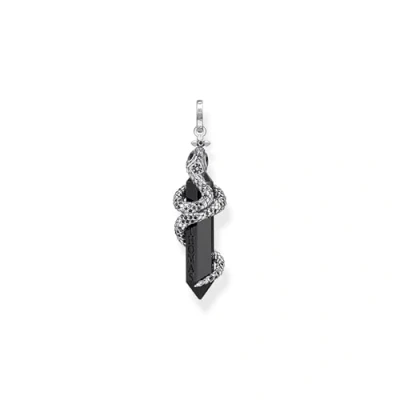Image of Sterling Silver Blackened Onyx With Snake Pendant PE944 641 11