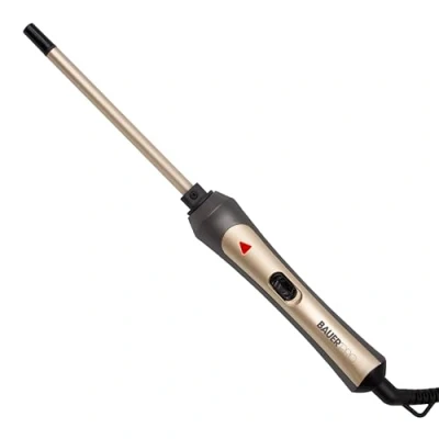 Image of Bauer Professional 39849 TourmaPro Slimline Curling Wand/Ultra Slim 9mm Barrel / 200 Heat, 360 Swivel Cord and Cool Touch Tip/Grey &amp; Gold