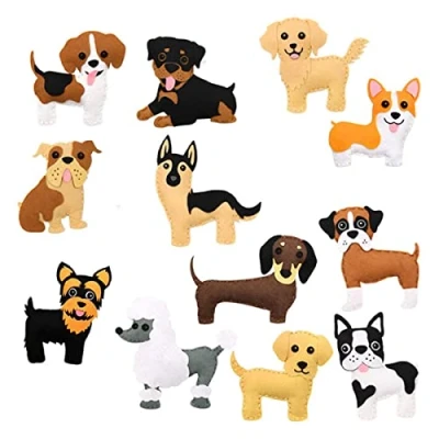Image of Keyohome Felt Sewing Craft Kit, Animal Kit for Kids DIY Animals Fun Crafts Educational Beginner Children (Dog)