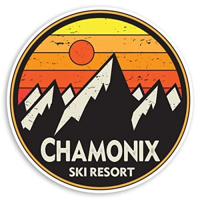 Image of 2 x 10cm Chamonix Ski Resort Vinyl Stickers France Luggage Sticker #31389 (10cm Wide)