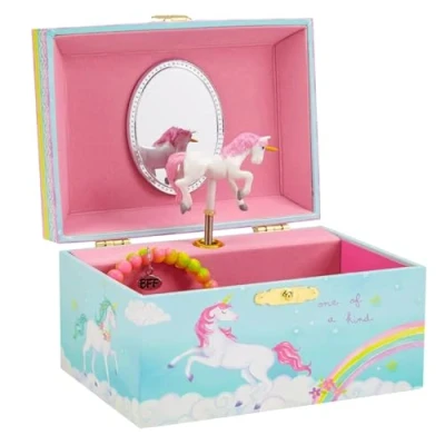 Image of Jewelkeeper Unicorn Jewellery Box Gifts for Girls with Spinning Ballerina Beautiful Dreamer Tune Organiser Drawers Music 15 x 17.2 11.5 cm