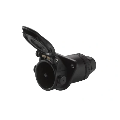 Image of 0005792493 Towbar Socket HELLA 8JB 007 645 021 24V 7 pin connector with protective cap/bellow 7638 1 IP 54