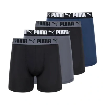 Image of PUMA Men&#039;s 4er Pack Active Stretch Boxershorts Boxer Briefs, Blue/Black/Grey, L