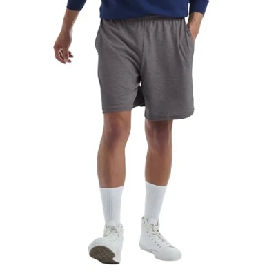 Image of Hanes Men&#039;s Jersey Short with Pockets, Charcoal Heather, XX Large