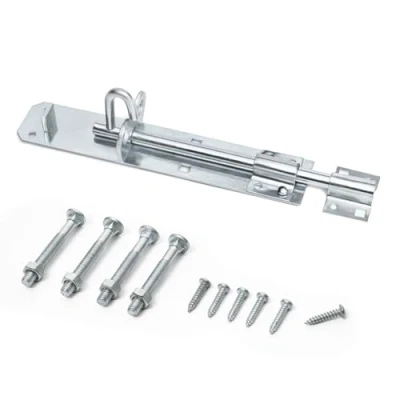 Image of Galvanised Brenton Bolt Sliding Door Lockable Padbolt 8&quot; (202mm) Heavy Duty Zinc Plate Lock Pad Garden Shed Gate Latch Patio Security Bedroom Silver