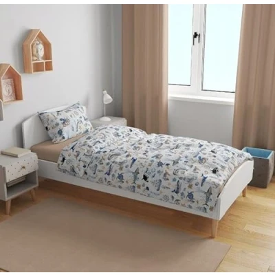 Image of BABYMAM Single 100% Organic Cotton Bedding Set 200x140cm Duvet Cover Pillowcase Bed (Ocean Deep)