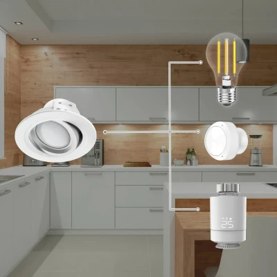 Image of Hama WLAN LED recessed spotlight, app CCT nickel