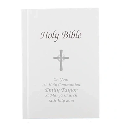 Image of Personalised Holy Bible. Christening, Baptism, Confirmation, First Communion Keepsake.