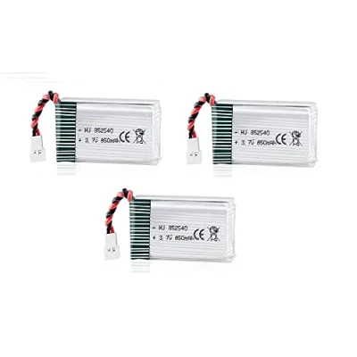 Image of YUNIQUE GREEN CLEAN POWER Syma Set of 3 Rechargeable 850mAh 3.7V Lipo Batteries for X5SC X5SW Quadricopter Drones Dimensions 48.5 x 29.5 14.50mm, Silver
