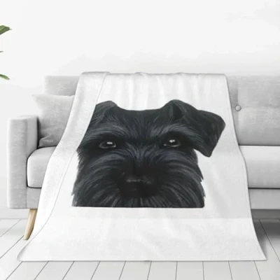 Image of VhoMes Blanket Black Schnauzer Dog Puppy Soft Throw All Season Warm Blankets Lightweight Fuzzy Flannel Throws for Bed Sofa Couch 150X125 CM