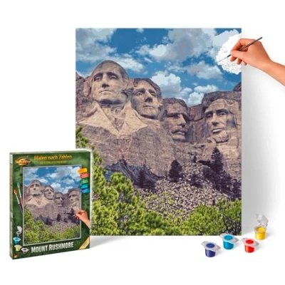 Image of Schipper 609130895 Paint by Numbers Mount Rushmore Painting Pictures for Adults, Includes Brush and Acrylic Paints, 40 x 50 cm
