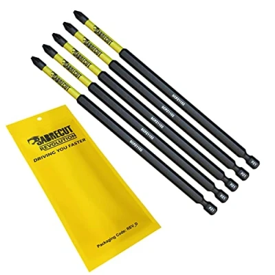 Image of 5 x SabreCut SCPZ1152_5 152mm PZ1 Magnetic Impact Screwdriver Driver Bits Set Pozi Pozidriv Heavy Duty Compatible with Dewalt Milwaukee Bosch Makita and More