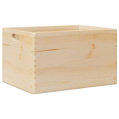 Image of vidaXL wooden storage box with handles 40x30x23 cm solid pine wood, versatile organizer for home, bedroom, office