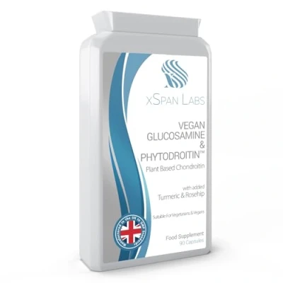Image of Vegan Glucosamine &amp; Phytodroitin™ 90 Capsules with Plant Based Chondroitin, Turmeric, Rosehip and Vitamin C to Promote The Health of Cartilage Bones UK Made
