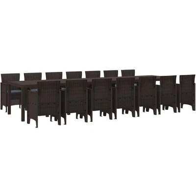 Image of vidaXL Garden Dining Set 15 pcs Brown Large Polyethylene Rattan