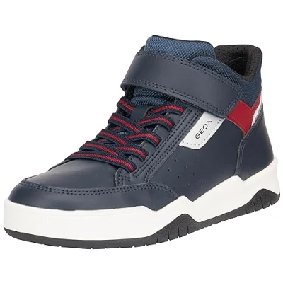Image of Geox J Perth Boy B Sneaker, Navy Red, 4 UK