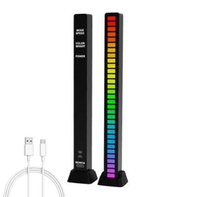 Image of USB/Recharable Battery APP Sound Control Lit, RGB Colorful Tube 32 LED Voice tivated Piup Rhythm Strip Music Atmosphere Aient Lamp Bar for Car Party Computer