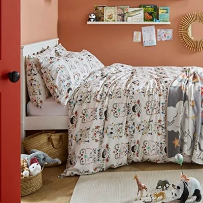 Image of Cath Kidston Save The Animals Duvet Cover Set,100% Cotton, Cream, (Double)