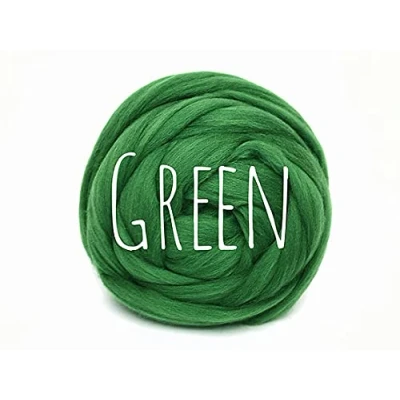 Image of Chunky Wool Green for arm Knitting Blanket Weaving Felting Jumbo Yarn Giant Soft 250g (0.55lb)