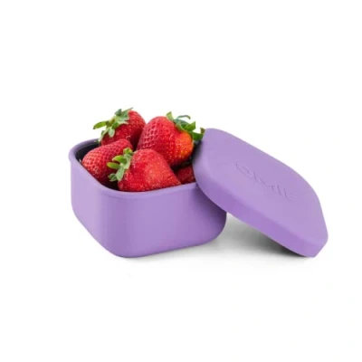 Image of OmieBox Silicone Leakproof Snack Containers To Go, Food Storage with Lid, School Lunch Bento Container BPA Free, Airtight, Dishwasher and Freezer Safe, Oven Safe 9.4 ounces (Purple)