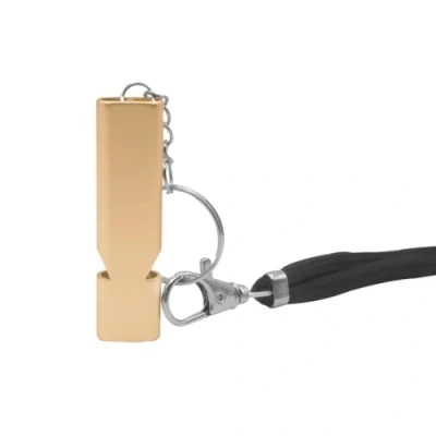 Image of LICQIC Emergency Survival Whistle, Double Barrel Safety Whistle with Lanyard for Camping Survival, Boating, Hiking, Pet Training (Gold)