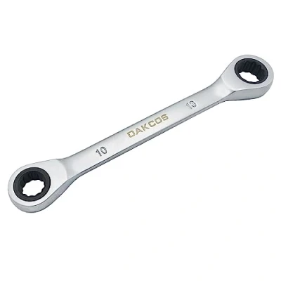 Image of DAKCOS 10x13mm Combination Ratchet Spanner 2 in 1 Double End Ring Wrench CR V with Matt Chrome Finish