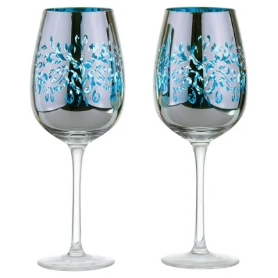 Image of Artland Filigree Wine Glasses Blue Set of 2