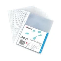 Image of Rexel Superfine Plastic Pockets A5 Pack of 20 11010