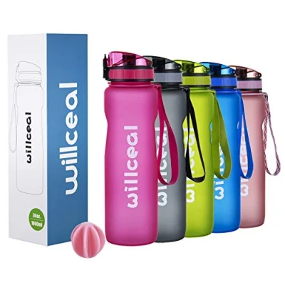Image of willceal Sport Water Bottle, BPA Free Tritan,1L (36oz), Premium Leak Proof Plastic Bottle Sport, Sports Bicycle for Camping Outdoors, Cycling, Hiking, Yoga, Gym and more (Pink, 1000ml)