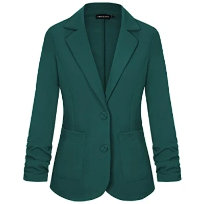 Image of MINTLIMIT Women&#039;s One Button Blazer Jacket Suit with Pockets (Green,Size 2XL)