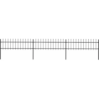 Image of vidaXL Garden Fence with Spear Top Steel 5.1x0.6 m Black