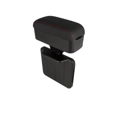 Image of Qirc Car Armrest Box Protector Center Console Extender Elbow and Forearm Wrist Support Adjustable Height Comfort Pad Universal (Black Red Line with cup holders)