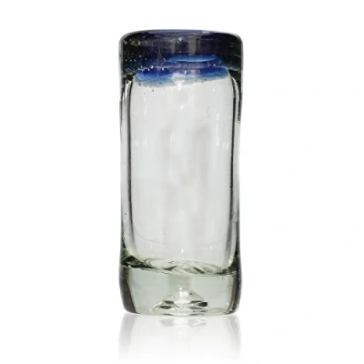 Image of Tumia LAC Handmade Tequila/Shot Glass Blue Rim Single