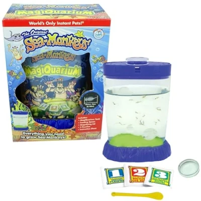 Image of the Original Sea Monkeys Glow In Dark Magiquarium Grow your Own Pets Educational Science Kit Amazing Experiments for Kids Bandai Retro 90&#039;s Toys