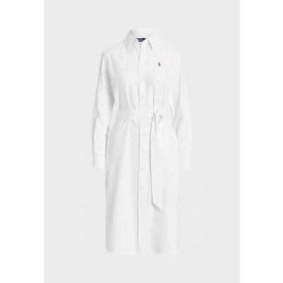 Image of Polo Ralph Lauren Belted Cotton Oxford Shirtdress Shirt dress, Women&#039;s, Size: 12, White