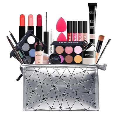 Image of FantasyDay All in one Makeup Set Gift Surprise Full Kit for Women Cosmetic Essential Starter Bundle Include Eyeshadow Palette Lipstick Blush Foundation Concealer Face Powder Lipgloss Brush