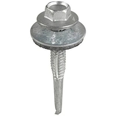 Image of TIMco H32W16B No.5 Hex Self Drilling Screw 5.5 x 32 and M16 Washer Silver (Box of 100)