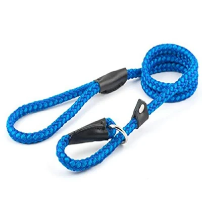 Image of Ancol Heritage Nylon Rope Slip Lead 2 Tone Blue 1.22m X12mm Sz 4 8