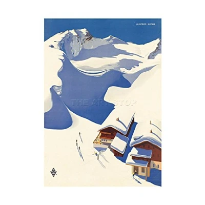 Image of Wee Blue Coo Travel Winter Sport Snow Ski Chalet Alps Austria Picture Wall Art Print