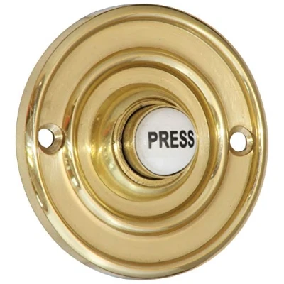 Image of Polished Brass 60mm Dia Bell Push with China Press