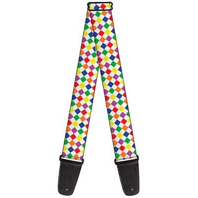 Image of Buckle Down GS W30406 &quot;Diamonds White/Multi Neon&quot; Guitar Strap