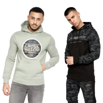 Image of Crosshatch Mens Casual Hoodie (2 Pack) Classic Graphic Hooded Long Sleeve Sweatshirt(M,SAGE/BLACK)