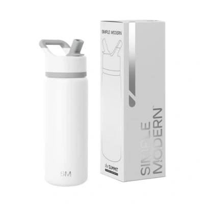 Image of Simple Modern Kids Water Bottle with Straw Leak Proof Insulated Stainless Steel for Girls, Boys Summit Collection 530ml Winter White