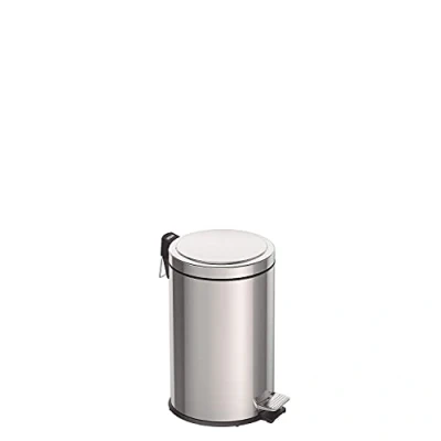 Image of Tramontina 12 Litre Kitchen Indoor Outdoor Rubbish and Waste Bin with Pedal, Metal Stainless Steel, 25.5 cm Diameter x 40 Height, 94538112