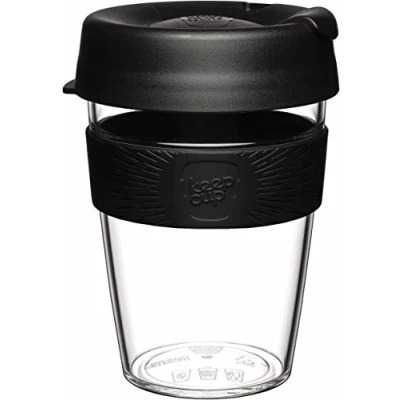 Image of KeepCup Original, Lightweight Reusable Coffee Cup with Splashproof Sipper Lid 12oz/340ml Black