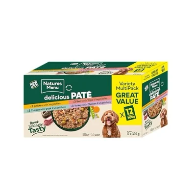 Image of Natures Menu Wet Dog Food Pouches for Adult Dogs Mixed Variety Jumbo Pack 12 x 300g
